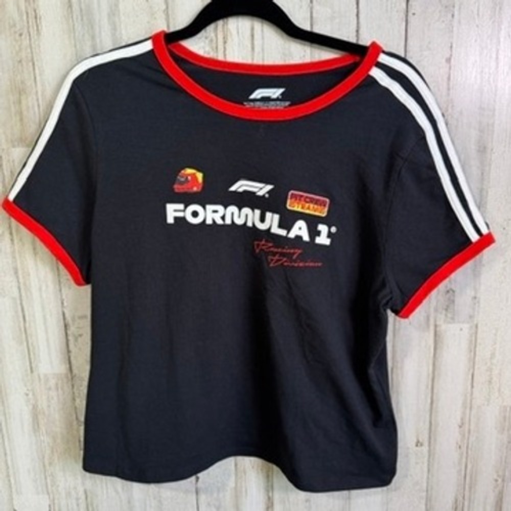 NWT Formula 1 T-Shirt Womens XXL Black Ringer Pit Crew Team Racing Division Tee